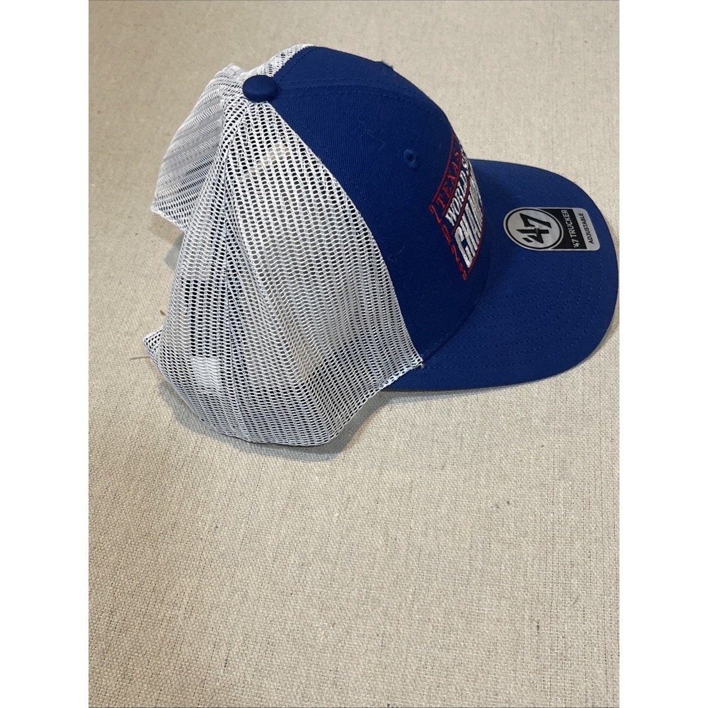 47 Brand Texas Rangers 2023 World Series Champions Trucker Hat Mens Blue White - Picture 7 of 7